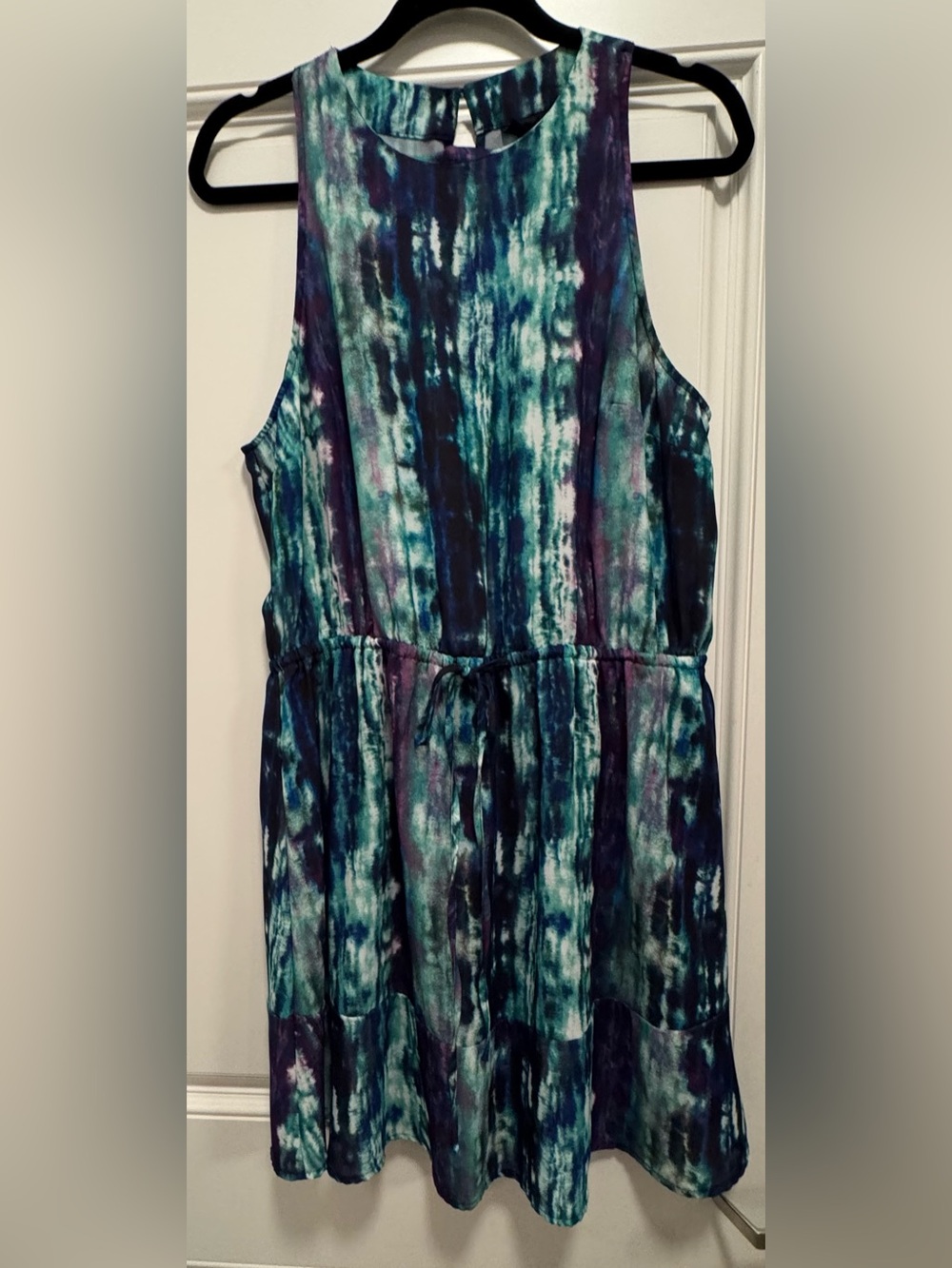 Massimo Teal & Purple Sleeveless Tie-Dye Mini Dress